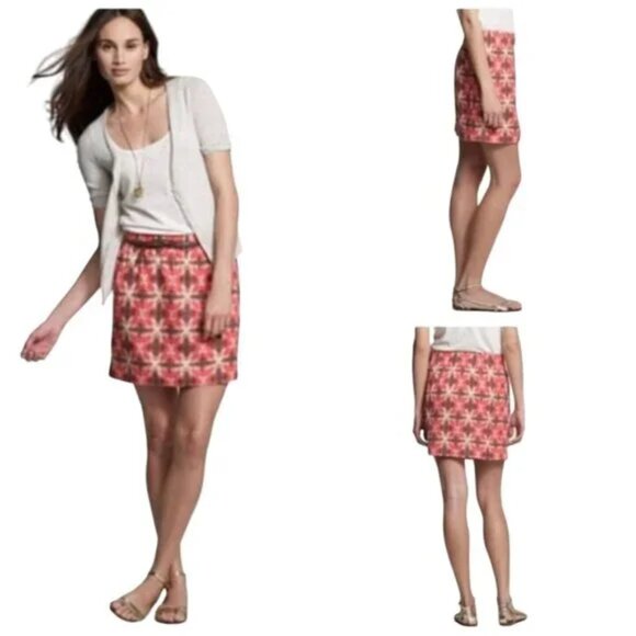 J Crew skirt with pockets Sz 0 cotton POPPI Abstract Print - Picture 9 of 9